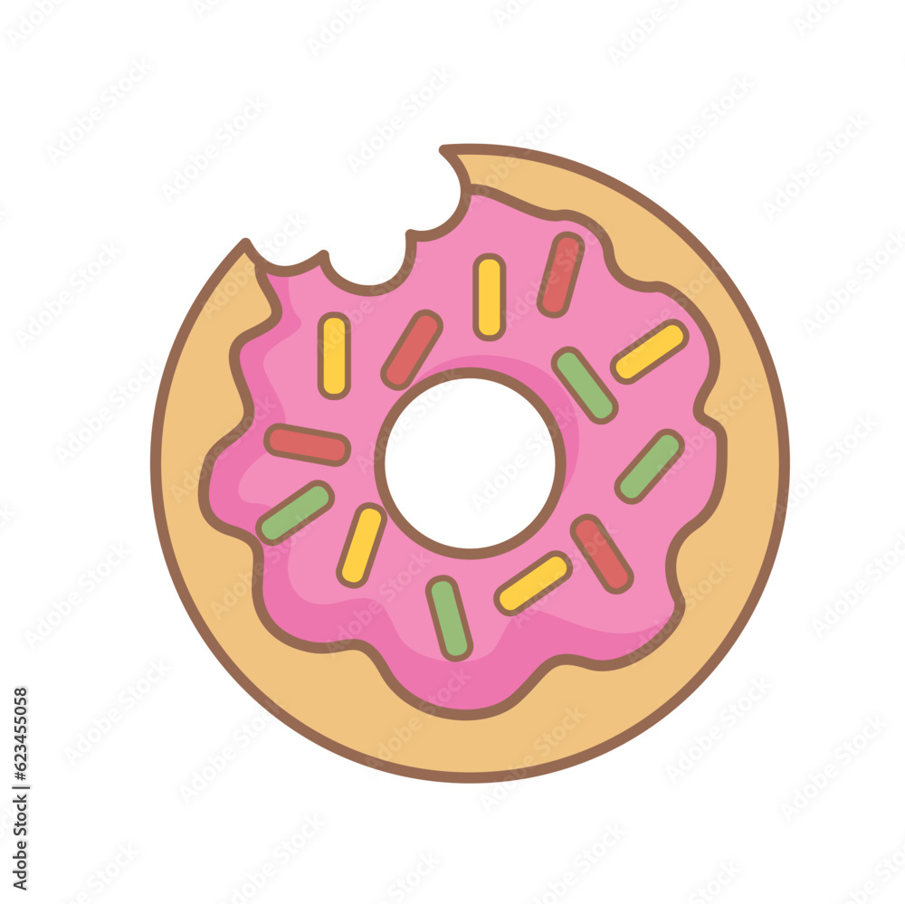 Cute Donut Food Snack Cartoon Illustration Vector Clipart Sticker Cute Donut Food Snack Cartoon Illustration Vector Clipart Sticker