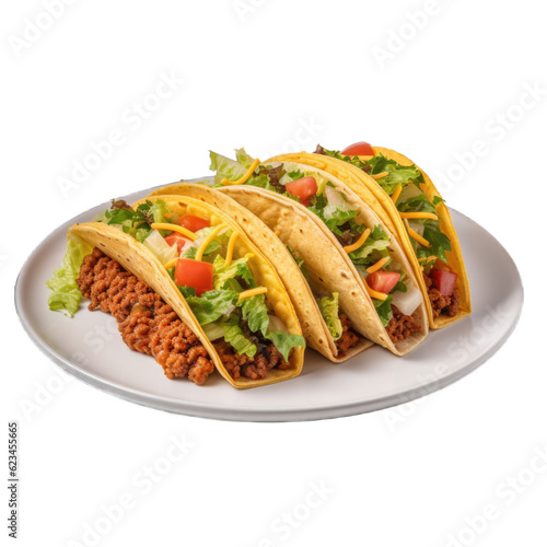 Vegetarian Tacos isolated on transparent background. Generative AI