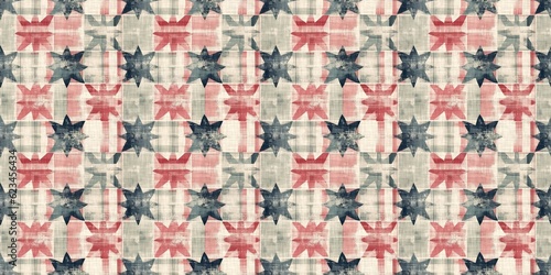 Rustic americana seamless ribbon in traditional red, white and blue colors. Modern and fun, great country cottage house decor, folk art fashion, textiles and 4th of July border scrapbook paper.