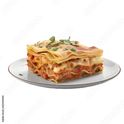 Vegetable Lasagna isolated on transparent background. Generative AI