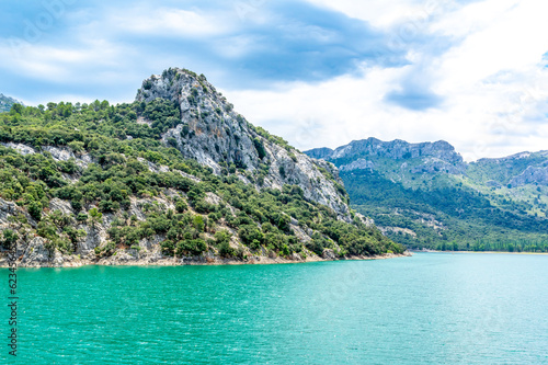 beautiful mountain lake Panta de Gorg Blau, Mallorca, Spain