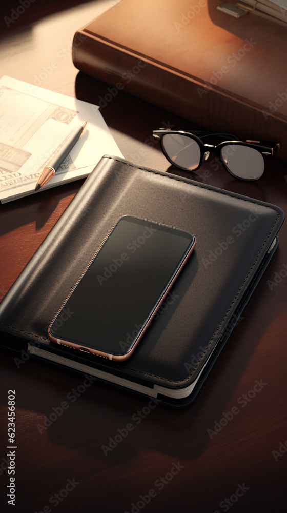 blank cover notebook on the table, Generative Ai blank cover notebook on the table, Generative Ai
