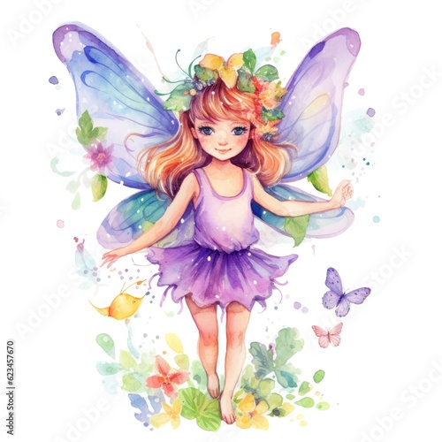 Drawing of a fairy kid for a kids bedroom