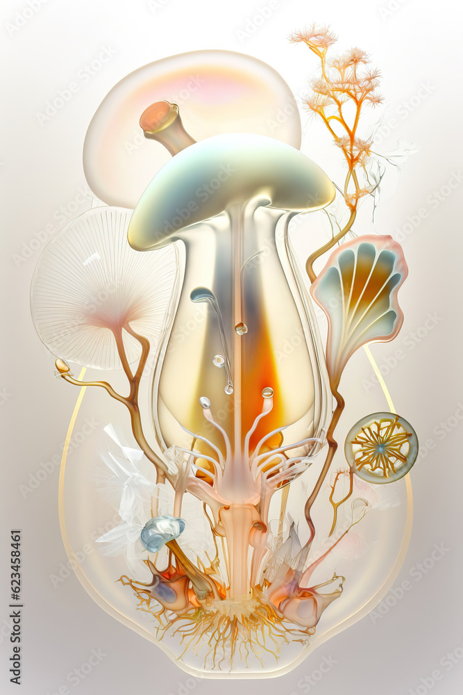 Obraz premium illustration of a mushroom,mushrooms in the forest,illustration of a mushroom,Fantasy Mushroom Plant Illustration,3D render