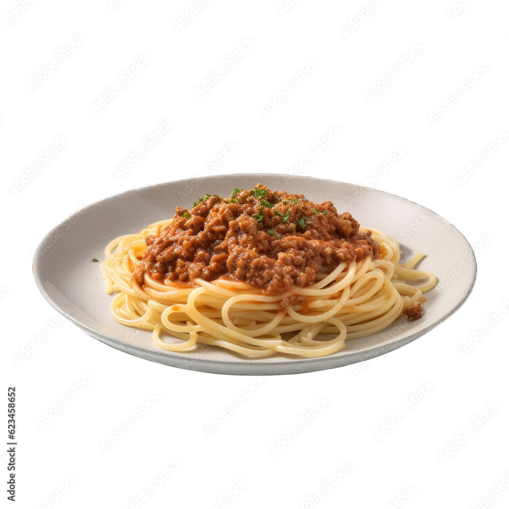 Spaghetti Bolognese isolated on transparent background. Generative AI Spaghetti Bolognese isolated on transparent background. Generative AI