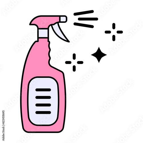 Perc solvent vector color design, Housekeeping symbol, Office caretaker sign, porter or cleanser equipment stock illustration, Glass Cleaner Liquid Spray concept