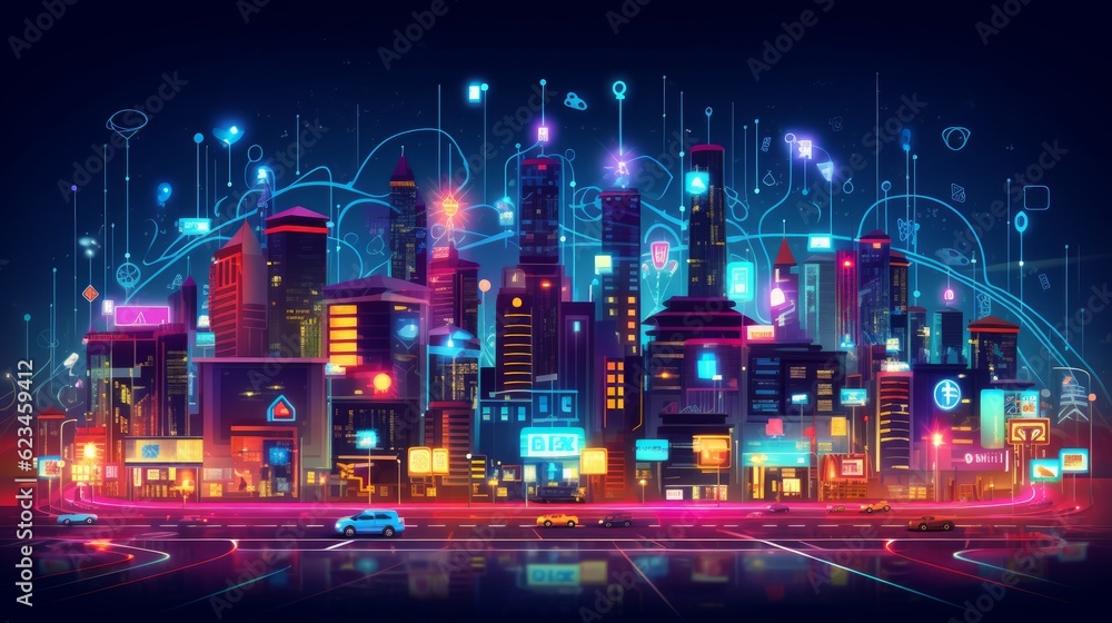 Smart city infrastructure and connected devices. AI generated