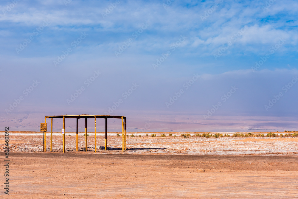 Landscape showing abbandoned structure in Atacama desert