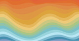 Rainbow retro waves background. 60s, 70s, hippie colour wallpaper. Abstract curved vector backdrop. 