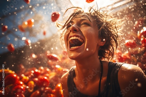 Tomato Fight at La Tomatina Festival in Spain photo