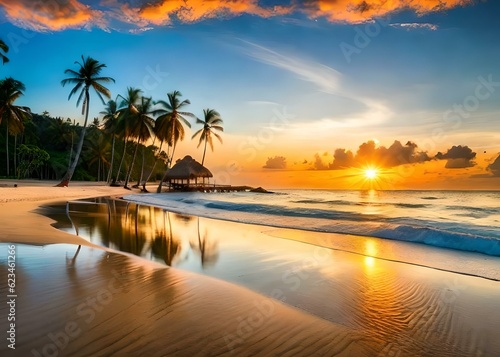 Capturing the Radiant Splendor of a Tropical Beach Sunset © Abdul