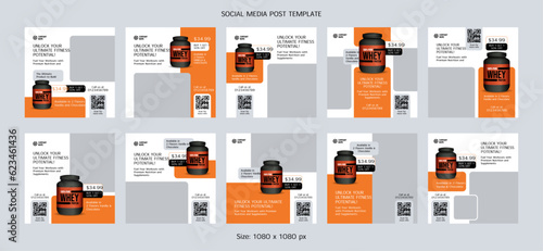 Gym and Bodybuilding Supplement Products Social Media Post Template