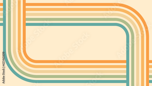 Abstract background of rainbow groovy Wavy Line design in 1970s Hippie Retro style. Vector pattern ready to use for cloth, textile, wrap and other.