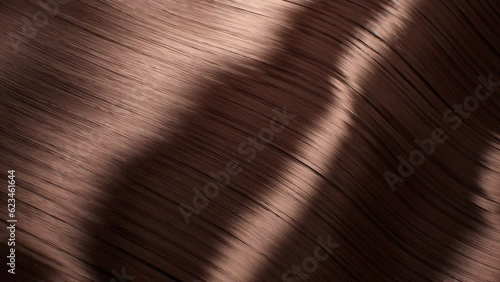 Beautiful perfectly smooth wavy pure clean female long hair close up composition. Brunette hair for a shampoo commercial.