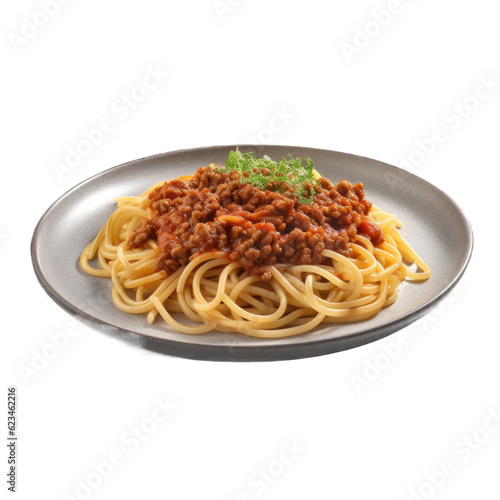 Spaghetti Bolognese isolated on transparent background. Generative AI