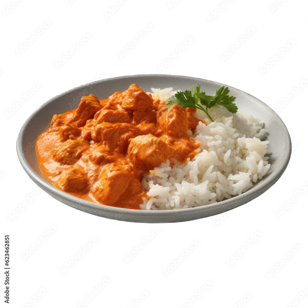 Chicken Tikka Masala isolated on transparent background. Generative AI Chicken Tikka Masala isolated on transparent background. Generative AI
