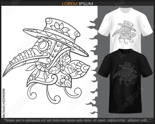 plague mandala arts isolated on black and white t shirt.