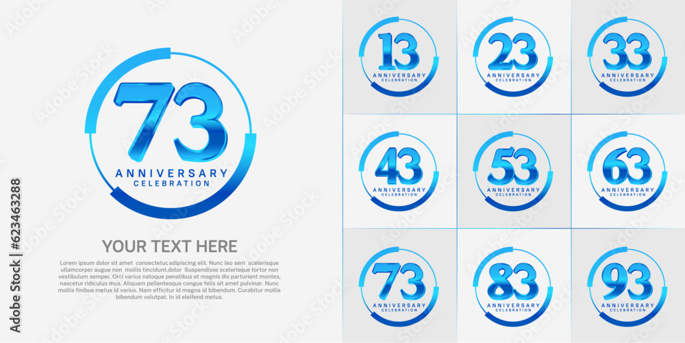 set of anniversary logo with blue number in circle can be use for celebration set of anniversary logo with blue number in circle can be use for celebration