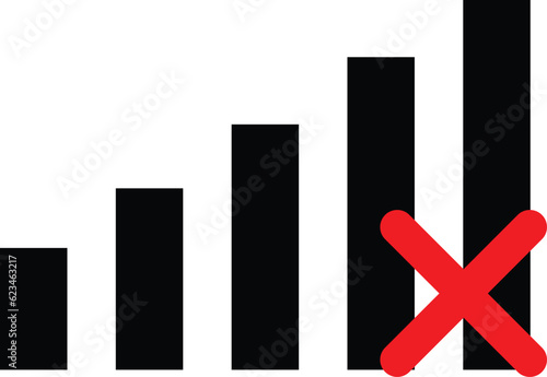 No Signal Sign. Bad antenna icon . No Internet connection sign . No signal bar icon