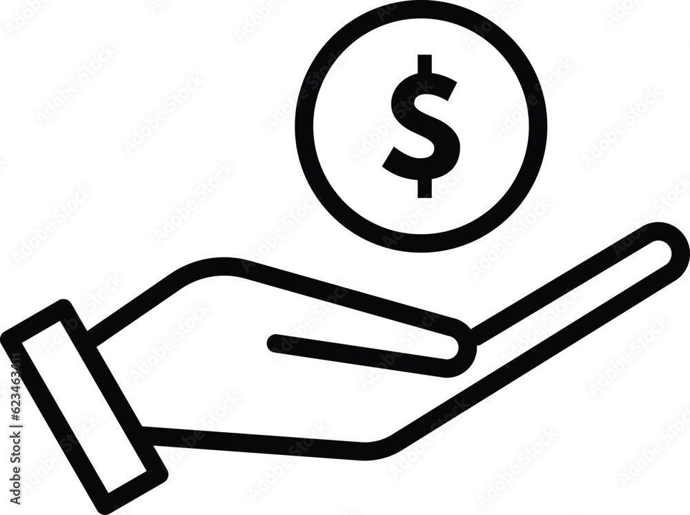 hand holding dollar sign . save money icon . salary money icon. earnings icon hand holding dollar sign . save money icon . salary money icon. earnings icon
