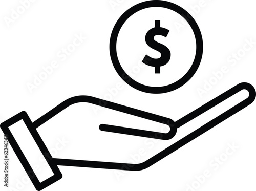 hand holding dollar sign . save money icon . salary money icon. earnings icon