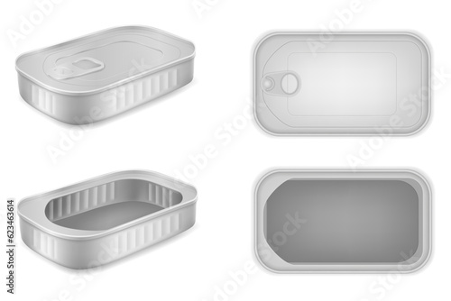 metal rectangular jar for products vector illustration