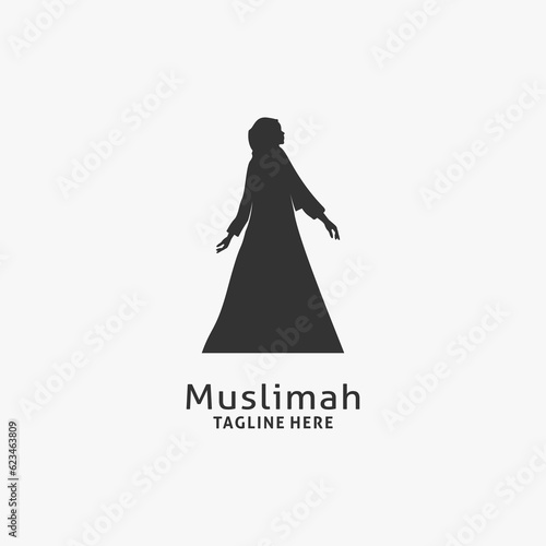 Muslim woman logo design in silhouette