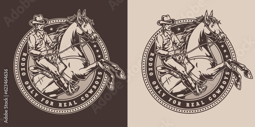American cowboy vintage flyer monochrome