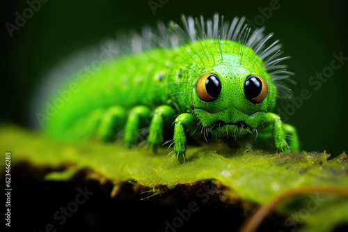 Macro photo of green caterpillar © Veniamin Kraskov