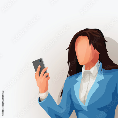 pretty woman hold and looking on phone
