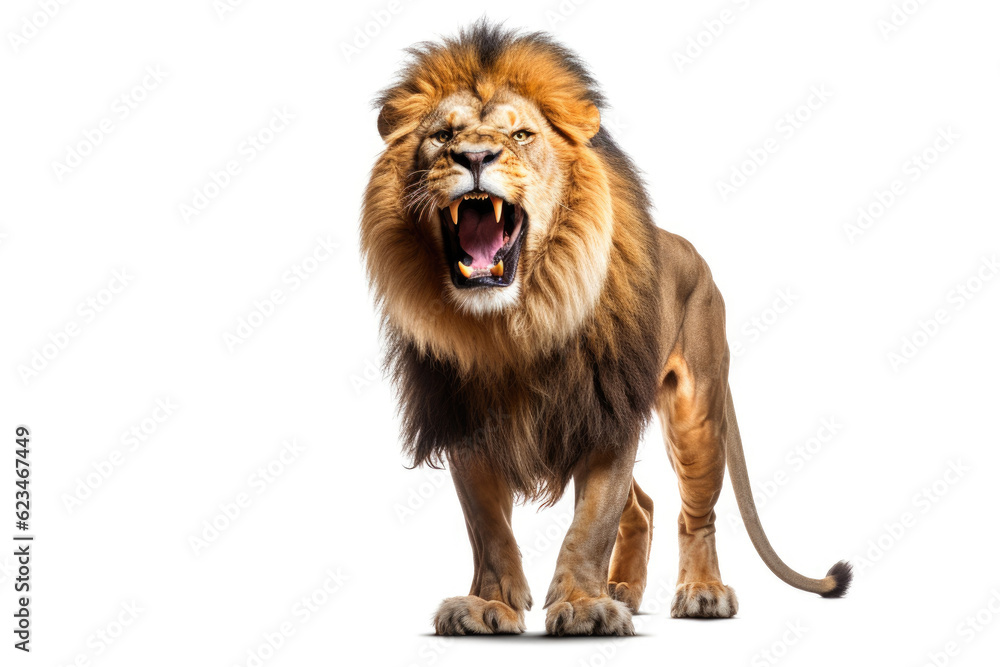 Majestic Lion King Roaring. Generative AI Majestic Lion King Roaring. Generative AI