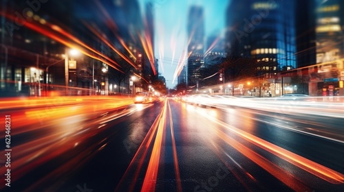 blurred urban traffic with colorful lights abstract background