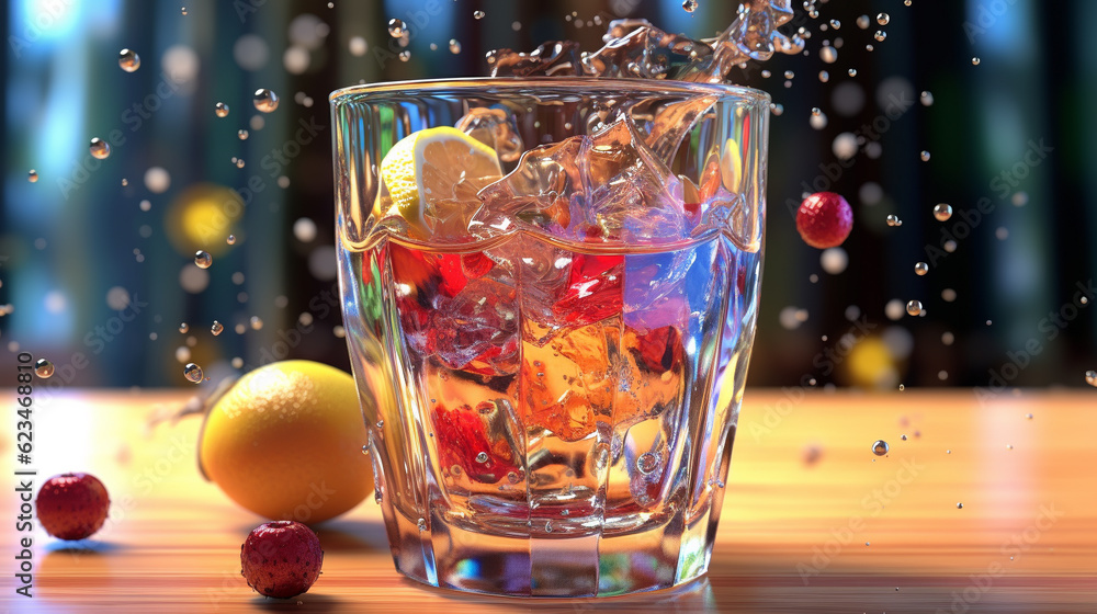 cocktail with ice HD 8K wallpaper Stock Photographic Image