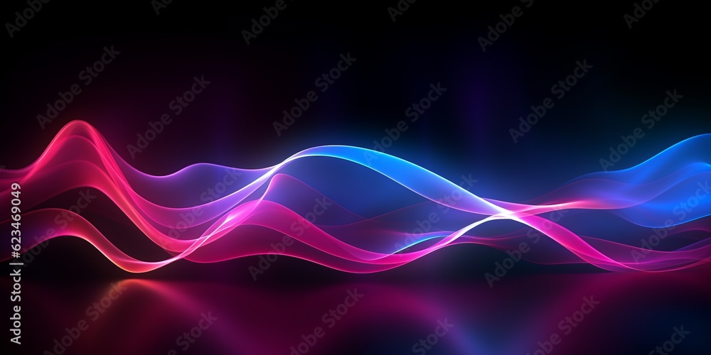 Colorful Music Waves on Black Background with Dark and Light Blue Style, Generative AI Colorful Music Waves on Black Background with Dark and Light Blue Style, Generative AI