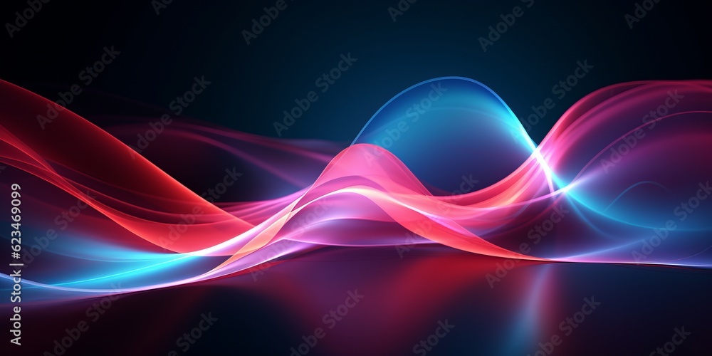 Colorful Wave Line Wallpaper with Light Red and Dark Cyan Neon Background, Generative AI Colorful Wave Line Wallpaper with Light Red and Dark Cyan Neon Background, Generative AI