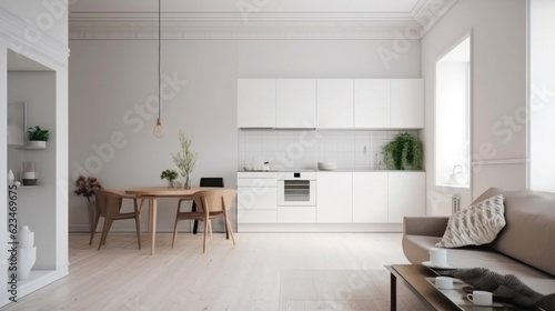 Classic Scandinavian One-Room Apartment. Generative AI © Andrii 
