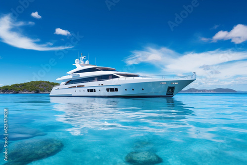 Sailing in Elegance: A Panoramic View of a Luxury Yacht's Majestic Journey © Robert
