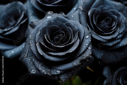 Mesmerizing Black Roses at Their Peak. Generative AI