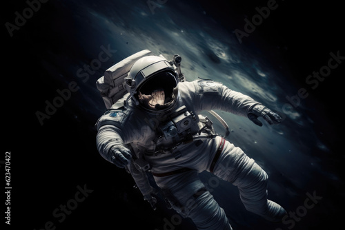 Exploring the Infinite: Astronaut Floating in the Void. Generative AI © AIproduction