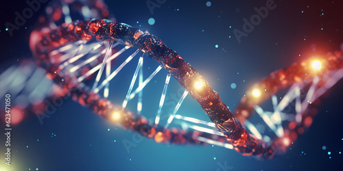 Biotechnology and Agriculture, DNA double helix strand science background generative Ai photo