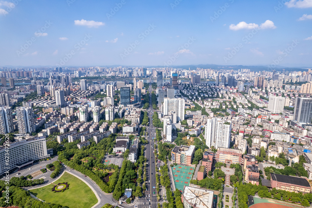Fototapeta premium Scenery of central axis of Zhuzhou City, Hunan Province, China