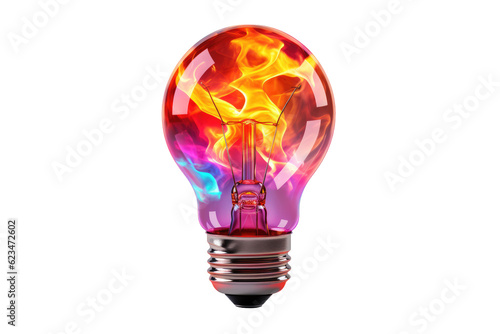 flamboyant light bulb isolated on transparent . creative idea concept

