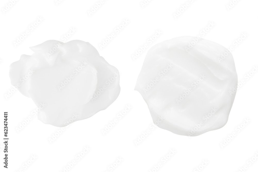 A set of different strokes of white cream on a blank background. PNG A set of different strokes of white cream on a blank background. PNG