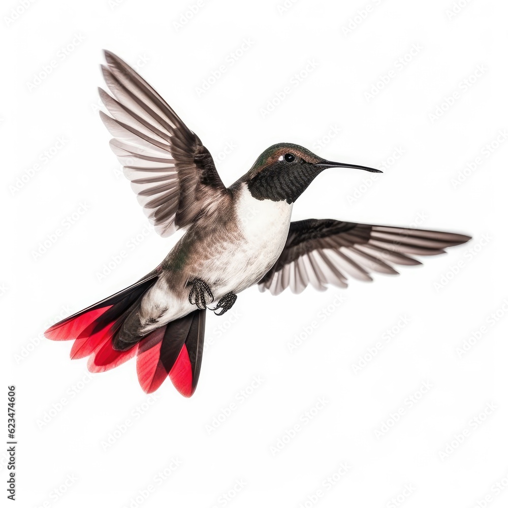 Fototapeta premium Black-chinned hummingbird bird isolated on white. Generative AI