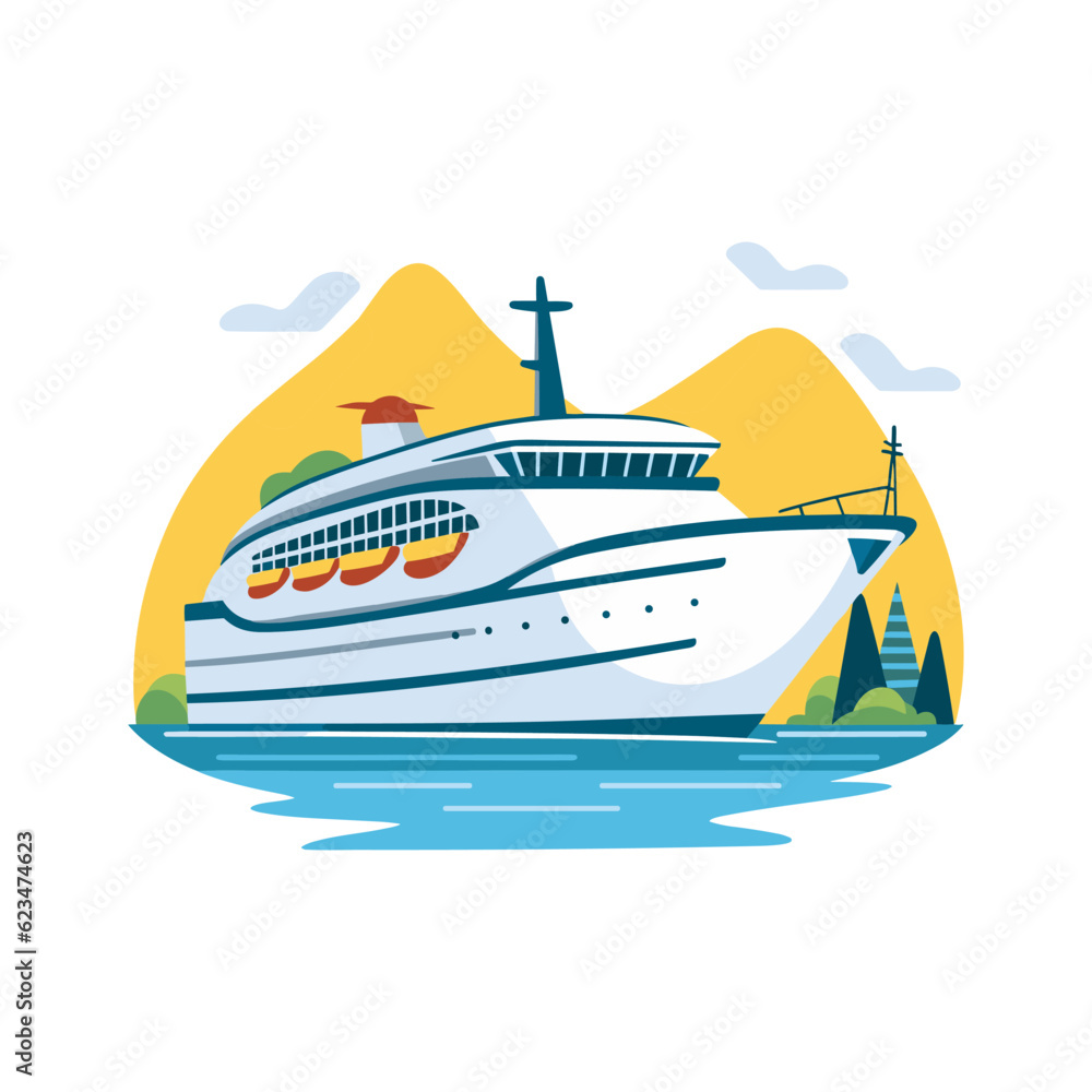 Vector illustration of a cruise ship on white background