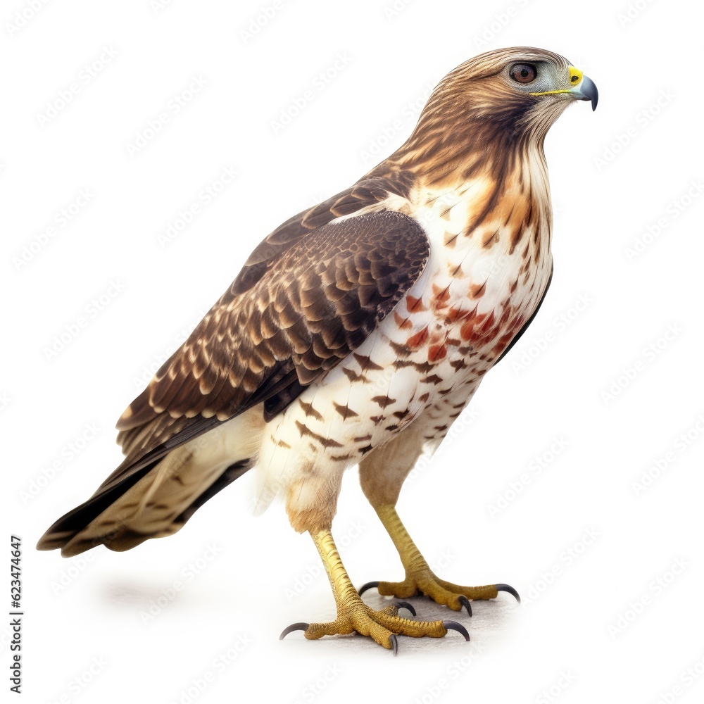 Broad-winged hawk bird isolated on white. Generative AI Broad-winged hawk bird isolated on white. Generative AI