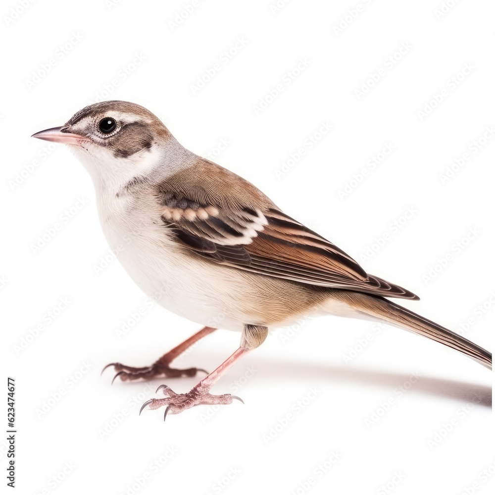Fototapeta premium Cassins sparrow bird isolated on white. Generative AI