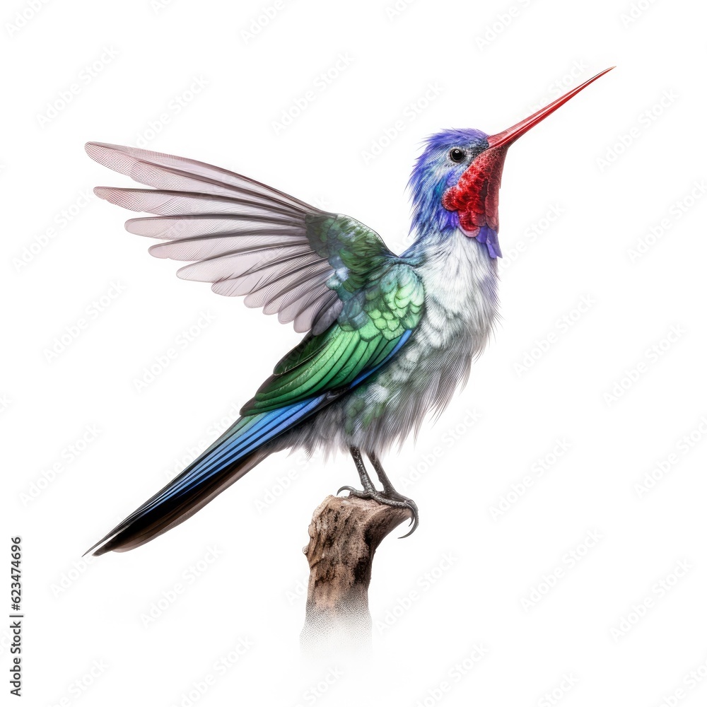 Broad-billed hummingbird bird isolated on white. Generative AI