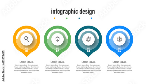 infographic design presentation business infographic template with 4 options. can be used for workflow diagram, info chart, web design. vector illustration.
