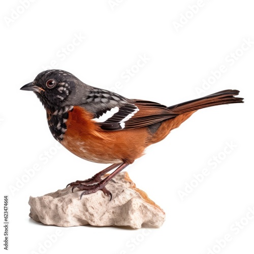 Canyon towhee bird isolated on white. Generative AI